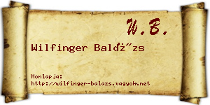 Wilfinger Balázs névjegykártya